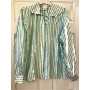 Vintage Blue Striped Escada Blouse